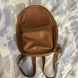 Unisex Cognac Colored Mini Back Pack 