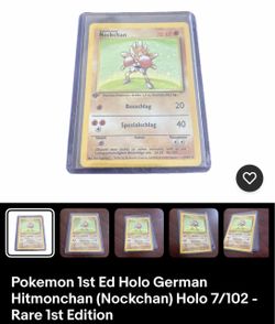 Pokemon 1st Ed Holo German Hitmonchan (Nockchan) Holo 7/102 - Rare 1st Edition