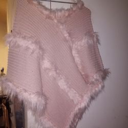 Vintage Pink Fluffy Poncho Women's Size/L