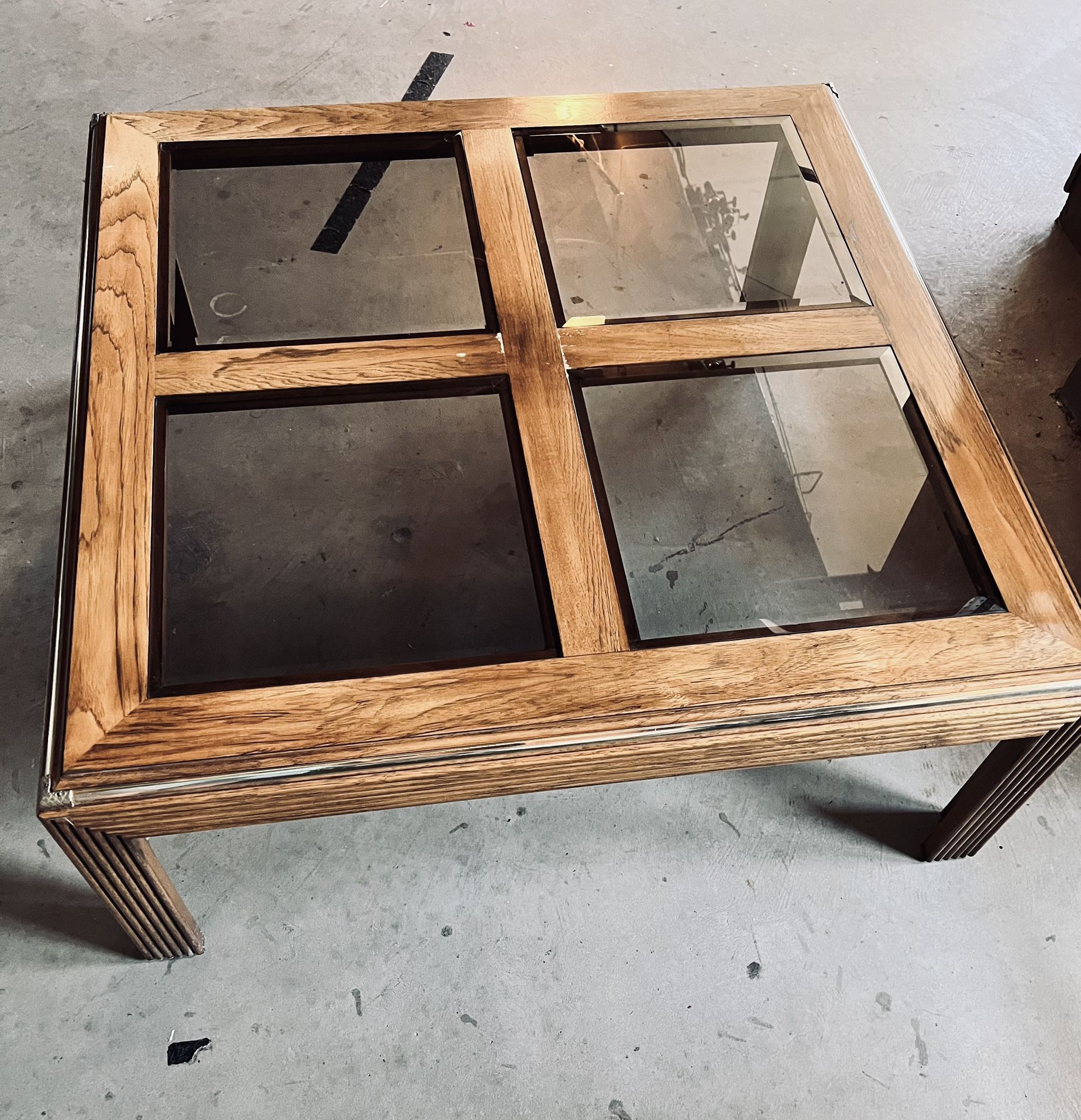 Wood and Smoked Glass Coffee Table