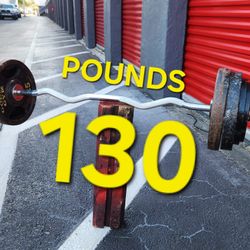 Home Gym EZ Curl Bar Combo with Bar and 130lbs (4x25s / 2x10s / 2x5s)