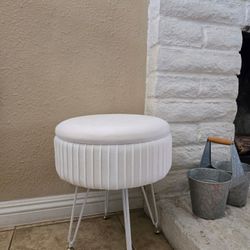 White Ottoman Vanity Stool