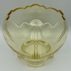 Yellow Scalloped Vintage Glass Bowl