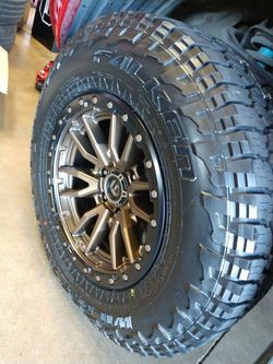 17x9 fuel rebel bronze with 2657017 or 2857017 falken at3w