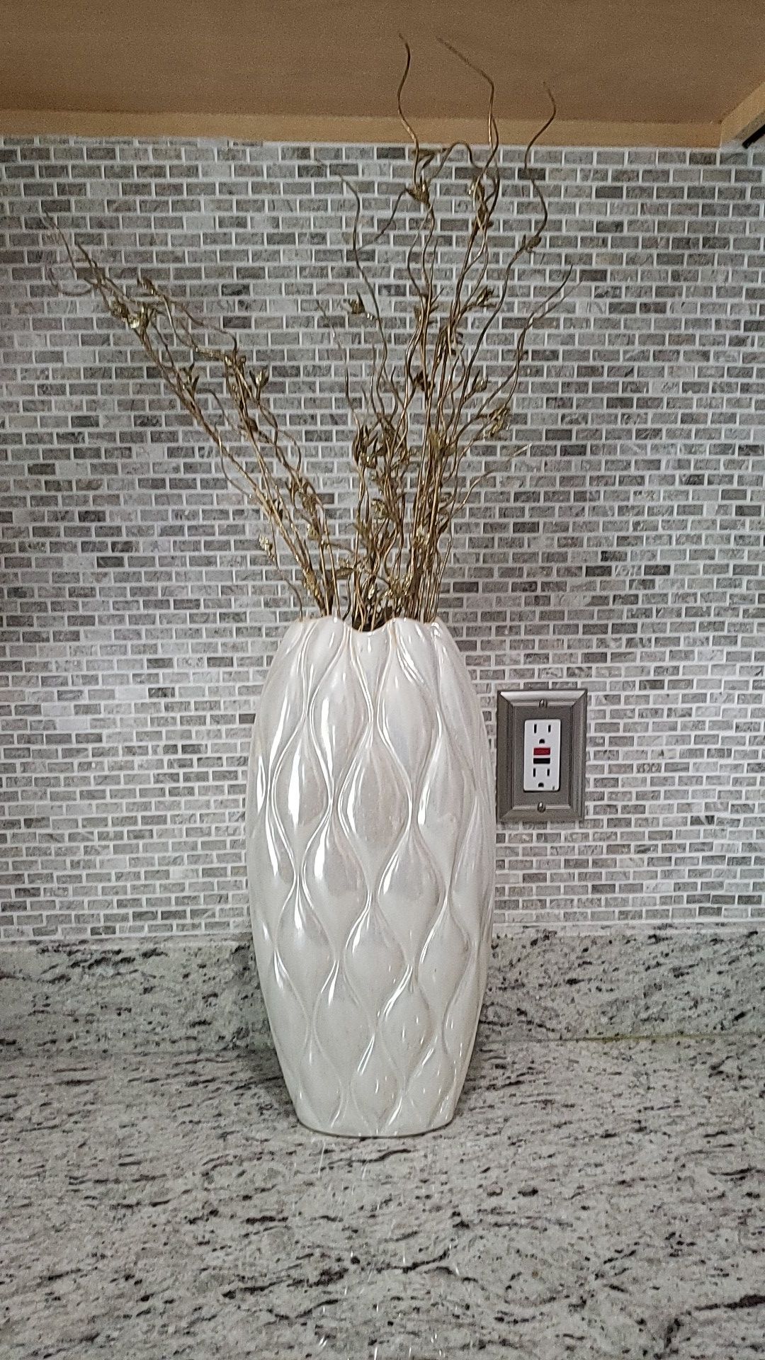 Pier 1 Vase with gold flower accents