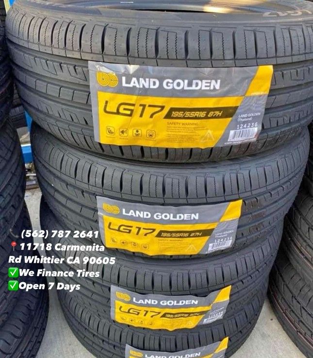 195/55R16 Land Golden Set of Tires Installed and Balanced Set de Llantas Nuevas Instaladas y Balanceadas