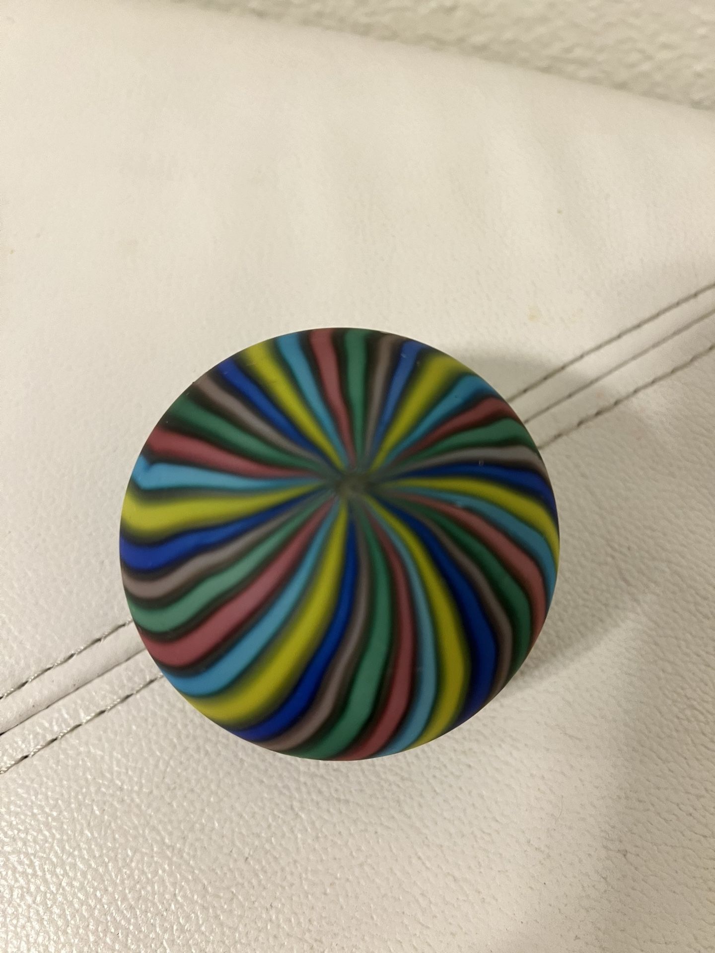 Vintage Fratelli Toso Murano Glass Candy Stripe Ribbon Paperweight Satin Finish