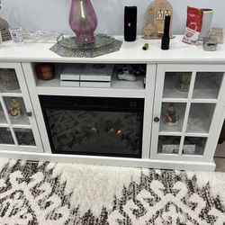 Nice Wooden Entertainment Center/Tv stand With Glass Enclosed shelves