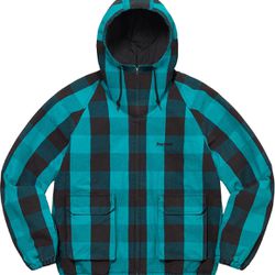 Supreme Cottom Hooded Jacket Teal Plaid - Size S, L