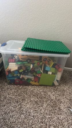 Full Lego bin with 3 building sheets