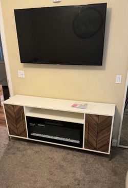 68" Wood TV Stand with 36" Electric Fireplace