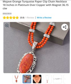 Orange Turquoise Paperclip Necklace 