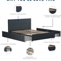 Navy Queen Size Bed Frame