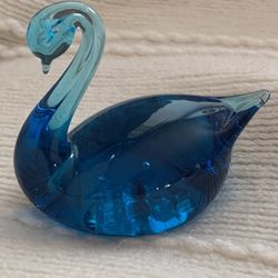 Ozark Studio Cobalt Blue Art Glass Swan
