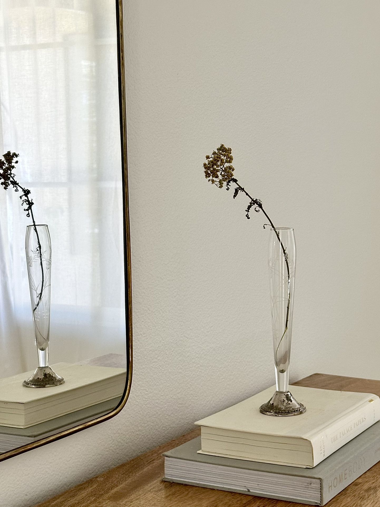 Vintage Duchin Creation Sterling Silver & Etched Glass Bud Vase