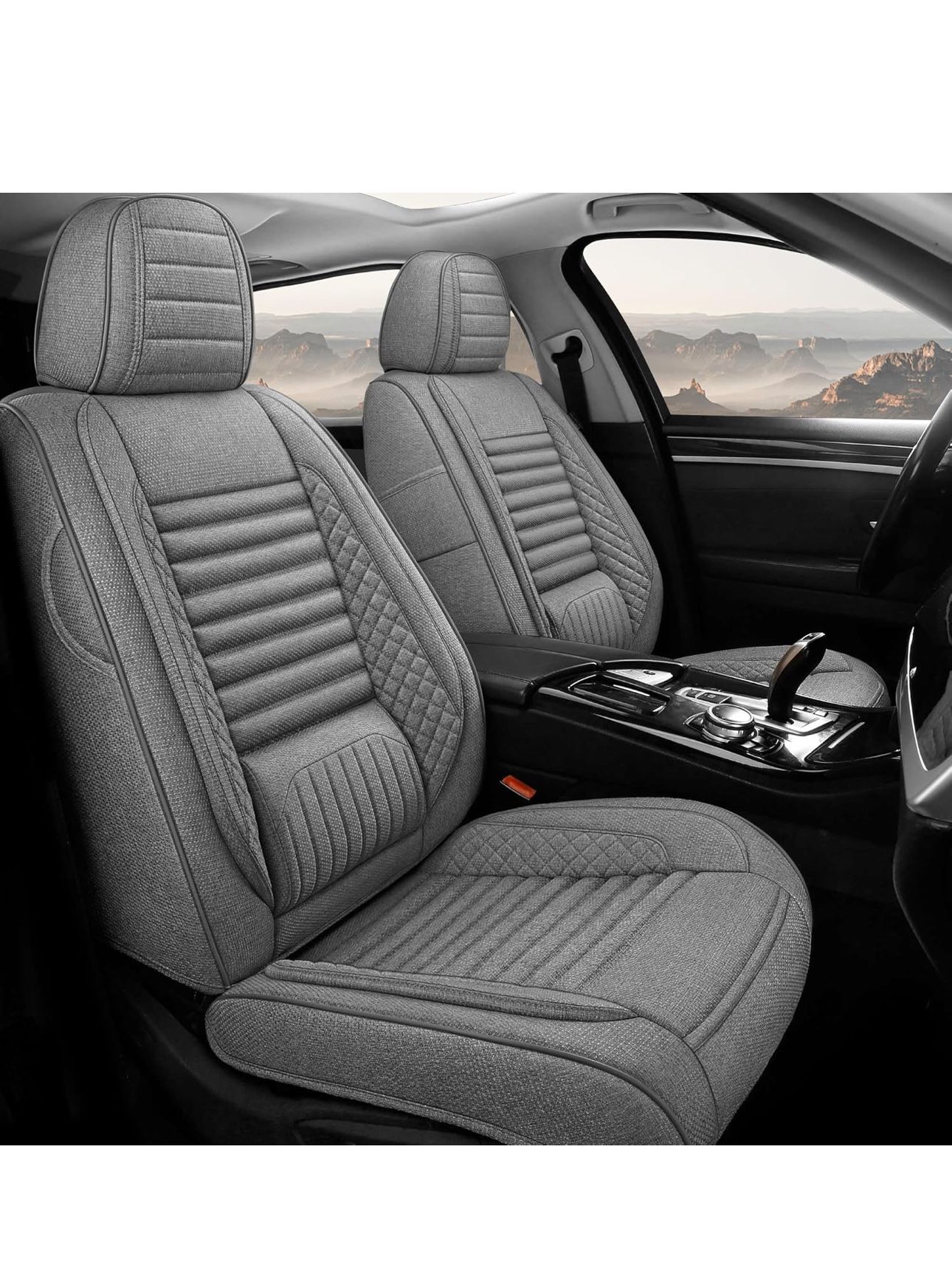 Car Seat Covers Full Set, 5 Seats Universal Linen Vehicle Cushion for Automotive Front and Rear, Seat Protectors Fit for Most SUV Truck Sedans Pick-up