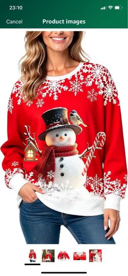 Christmas Sweatshirts for Women:Funny Snowman Printing Xmas Holiday Crewneck Long Sleeve Pullover Top ( please follow my page all brand new )