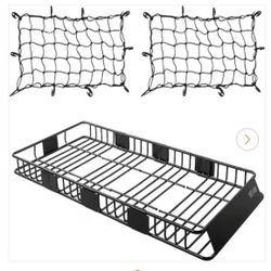 Karl nome 250 Ibs. Capacity Basket-Style Rooftop Cargo Carrier with 3 Sizes Extension and 2 Nets