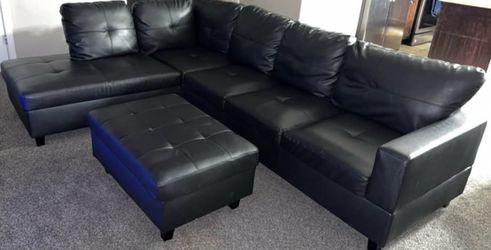 Black sectional with ottoman $450