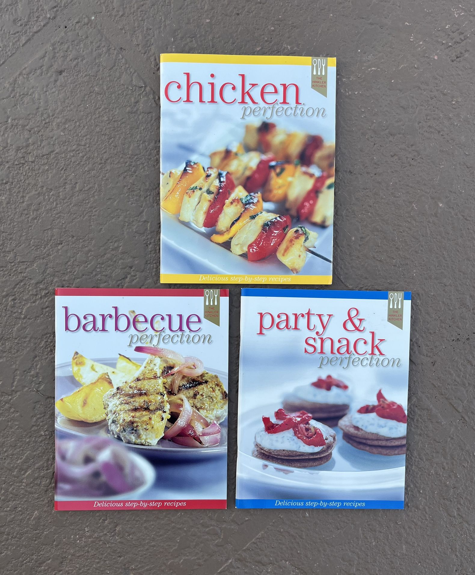 3 Brand new The Hinkler Kitchen cookbooks set: bbq, chicken, party, snack