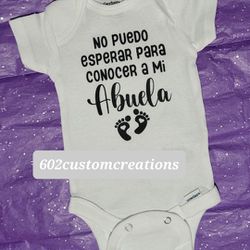 Newborn Personalized Baby Onesie - Pregnancy Announcement - Gender Reveal Shower Pregnant Expecting Mom To Be Abuela Abuelita Nana Grandma Gigi Mom 