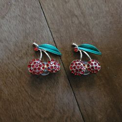 Lot Of 2 Metal Cherry Shoe Charms 