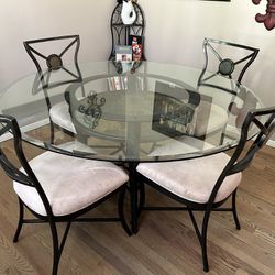 Glass And Wrought Iron Kitchen Table 