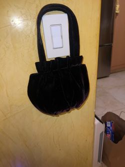 Velvet Purse Bag Black Small Vintage very unique one if the kind