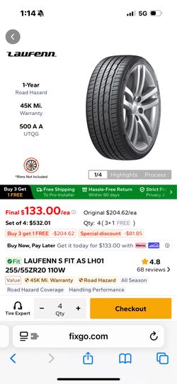 Laufenn Tires set of 4 size 255/55ZR20