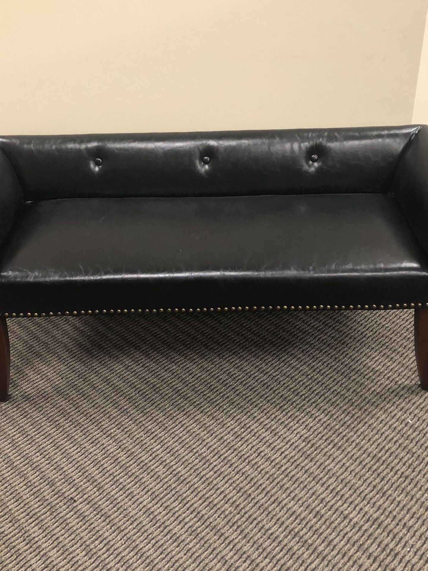 Modern Elegance Leather Bench - BRAND NEW - Solid Wood Frame And Legs