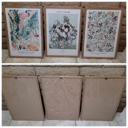 Wall Art Set of 3 Impressionism Henri Matisse Van Gogh William Morris Flower Botanical Abstract