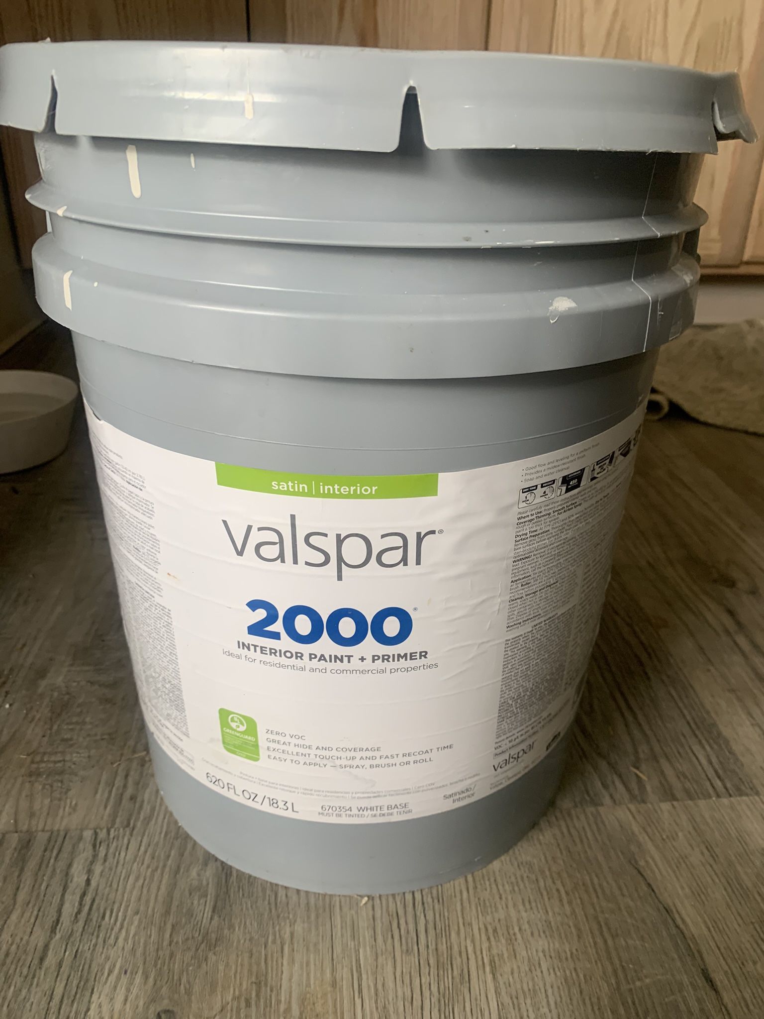 Valspar 2000 Satin Interior Paint+Primer (light Grey) 3 Buckets 15 Gal Total