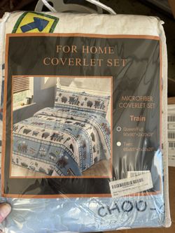 3 Piece Train Kids Design Bedspread Full Size 