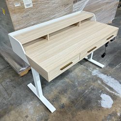 48in Power Lift Standing Desk With Drawers 