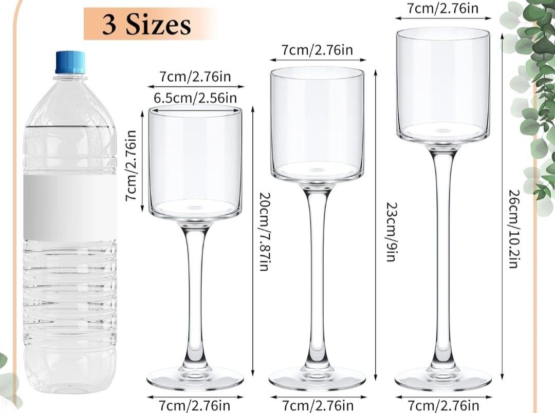 Tall Glass Candle Holder Clear Tea Light Candle Holders Floating Candle Holder for Wedding Party Dining Table Centerpiece Pillar Candles Sett