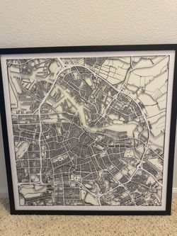 wooden map of Amsterdam, Netherlands