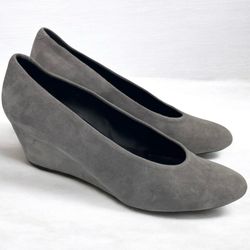 Vaneli suede wedge slip on gray pumps women’s Size 8 1/2M