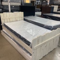 Twi Bed W Trundle And Mattress 