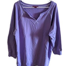 Jessica London Purple 3/4 Sleeve Zipper Back Tunic Sweater Women's Size 18/20