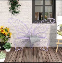 40  inch Purple Metal Butterfly Garden Outdoor Bench/ Chair Garden Decor NEW /SEALED IN ORIGINAL PACKAGING