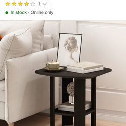 Furinno Industrial End Table Sofa Side Coffee Table with 2 Storage Shelf,Espresso