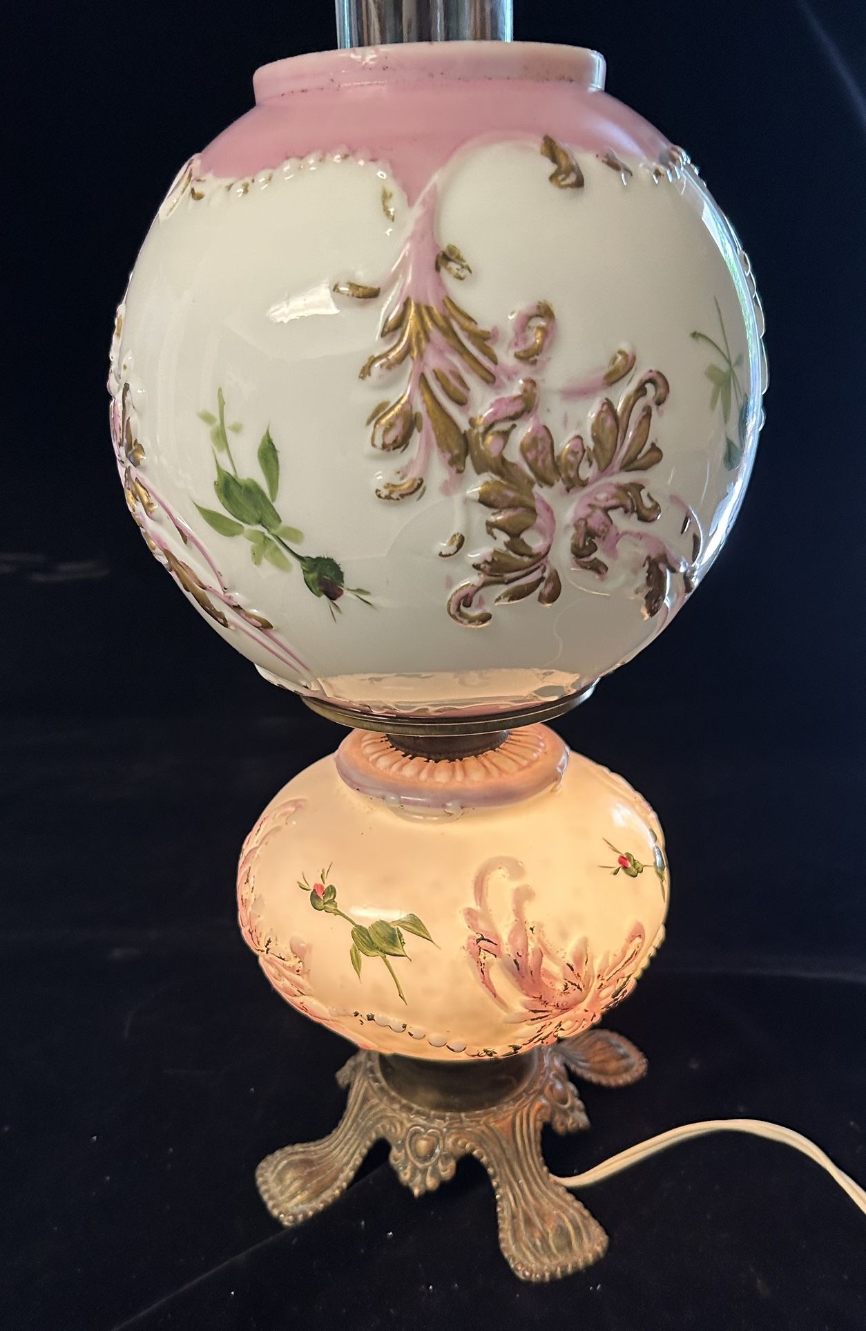 Antique “Gone With The Wind” Oil Conversion Lamp