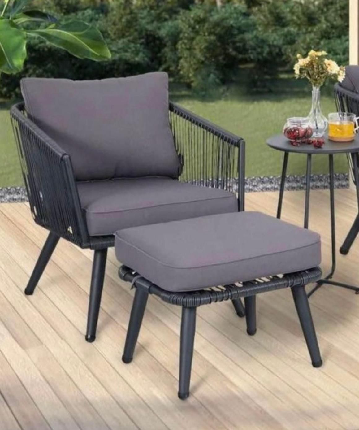 2pcs rope rattan sofa set gray. 33/41Lbs 15/18.6kgs gray .. 1chair 1 table gray C013
