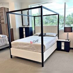 King  / Queen Size Canopy Bed Frame  - Mattress Sold Separately 