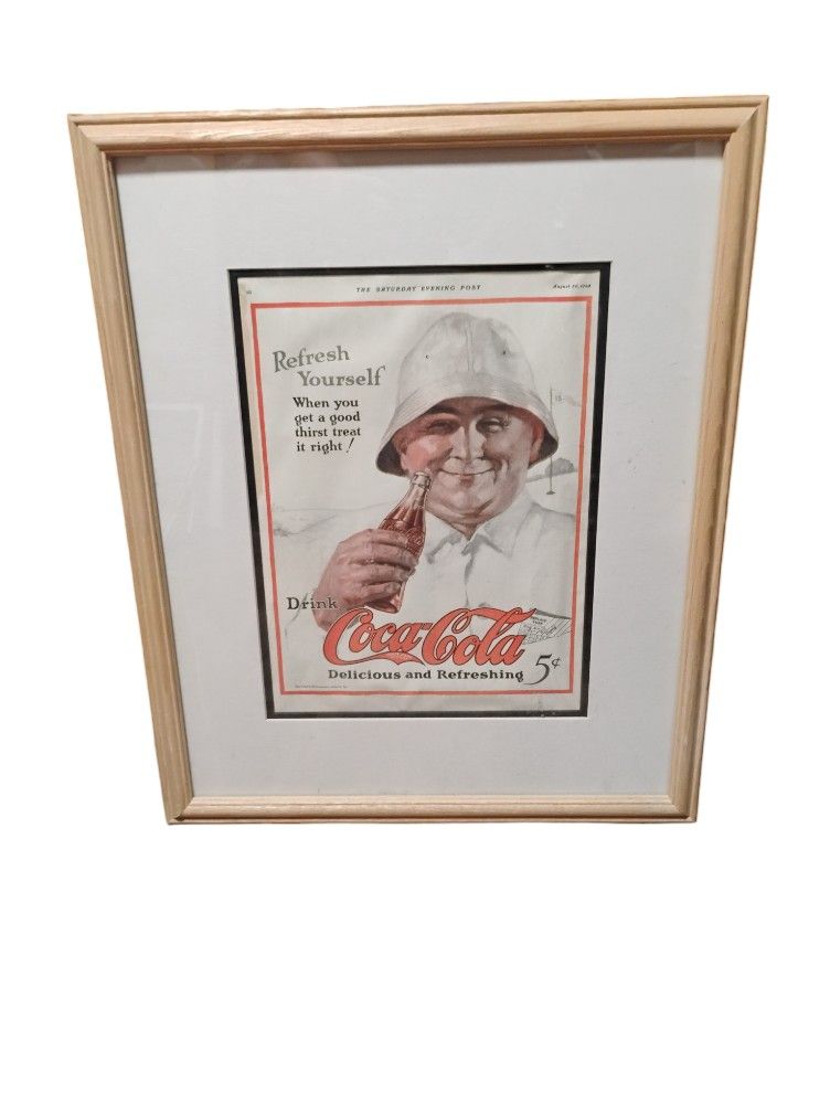 Vintage Coca Cola Ad Framed
