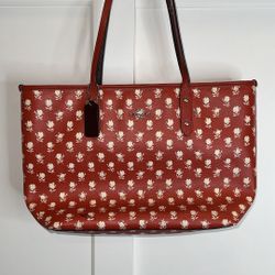 Coach, Badlands Floral City Zip, Tote Bag, Color Carmine Red, Coated Canvas,