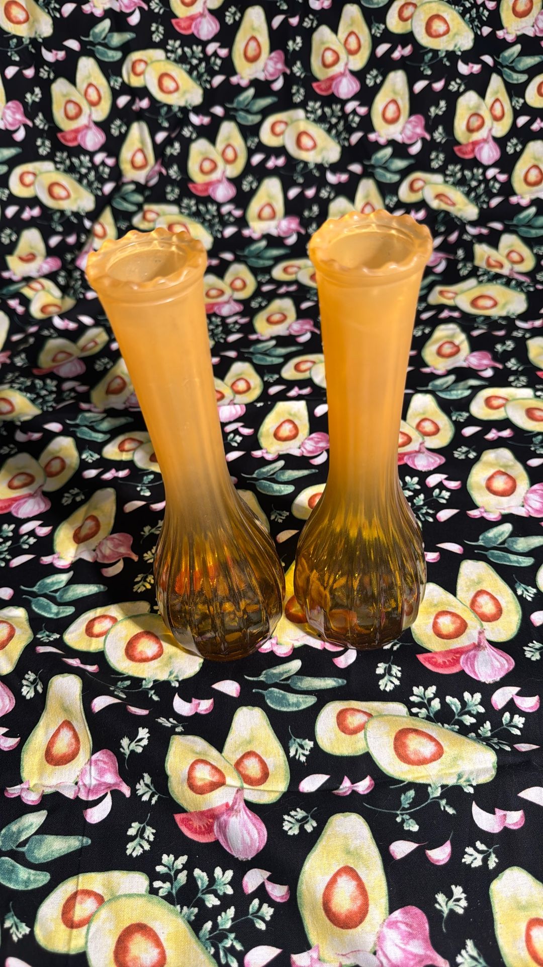 Set of Gold milk glass Vases