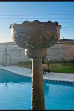 Rare Vintage Patinated Brass Non-Electric Floor Lamp or Extra Large Accent Candle Holder