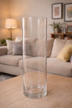 Tall Clear Glass Vase 