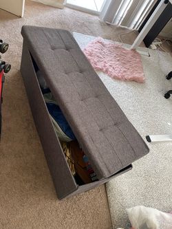 Grey Ottoman Bench with Storage